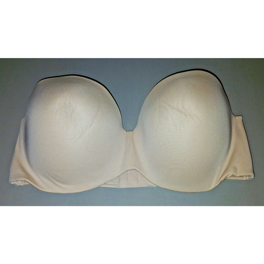 36DD Stay Put Strapless Lift Bra Underwire Supportive Satiny Invisible Look Nude